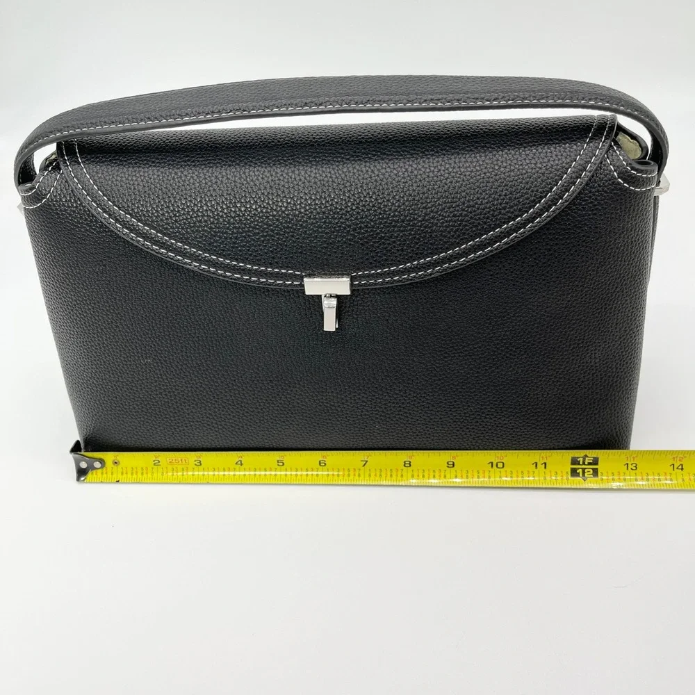 Top Handle Bag Crossbody Unbranded Black Pebbled Minimal Structured Timeless